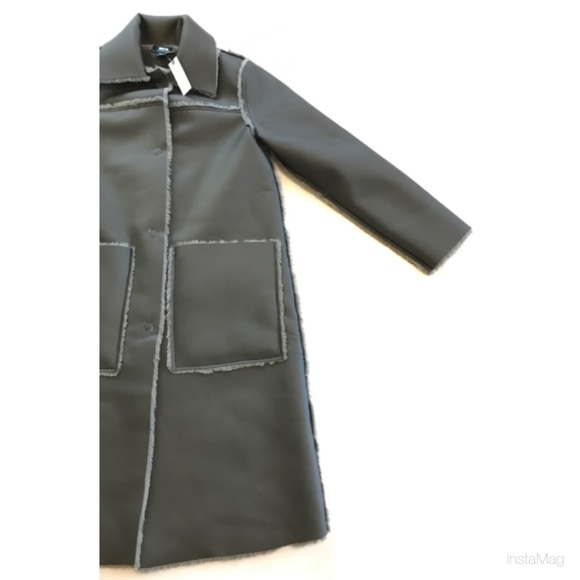 MAEVE Gray Reversible Faux Leather & Faux Fur Long Coat - Picture 8 of 16